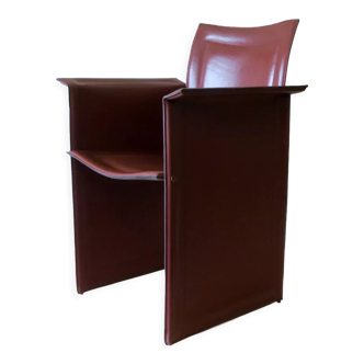 Italian leather and iron armchair 1970