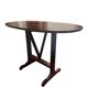Oval folding table – mahogany veneer – V-shaped base – France, circa 1970