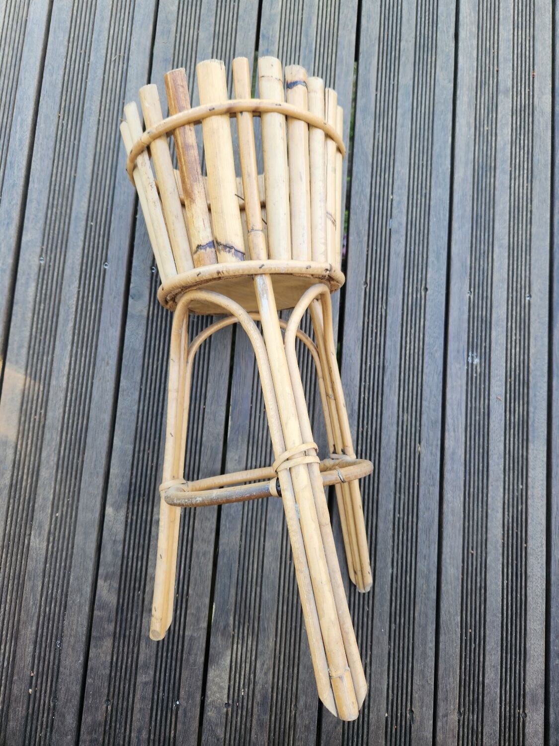 Bamboo and rattan plant stand