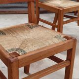 Set of 6 chairs straw wood reconstruction