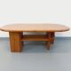 Vintage oval rectangular modernist coffee table in solid pine from the years.