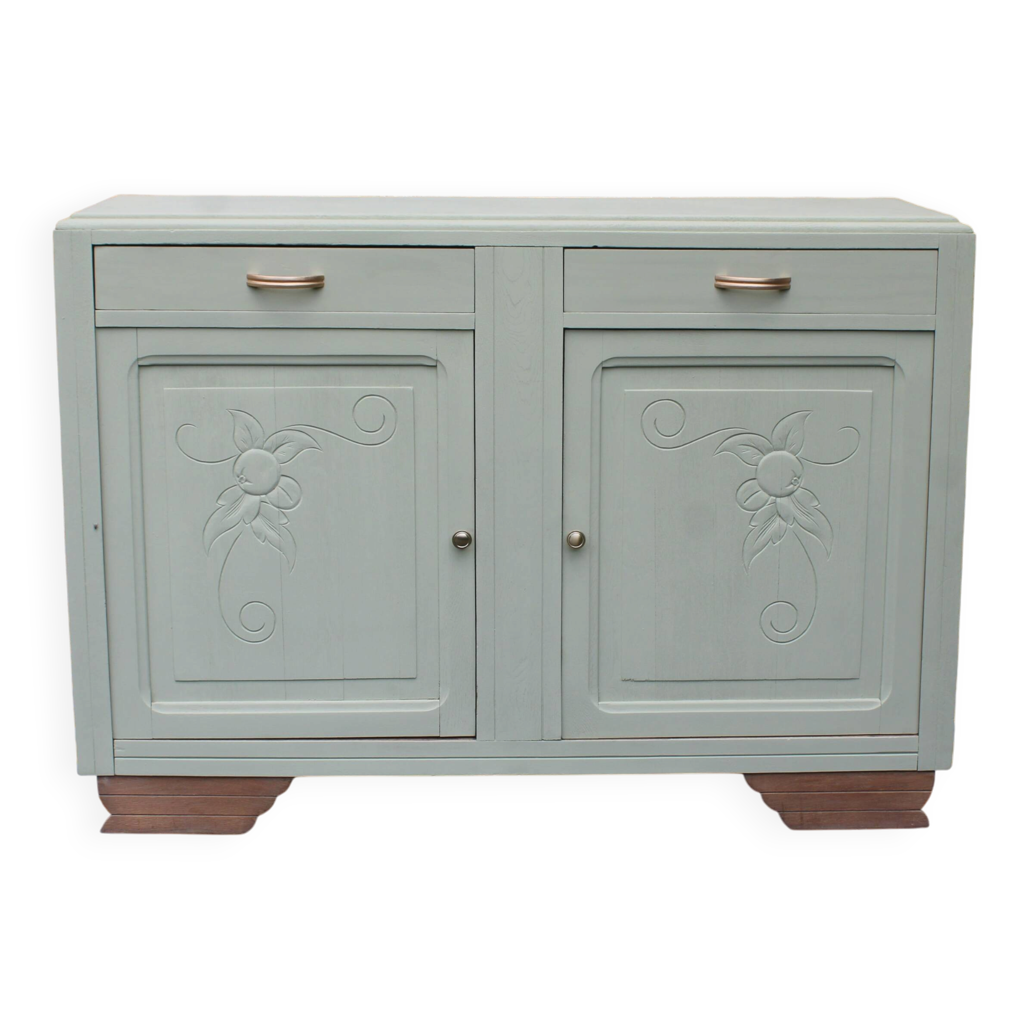 Buffet vintage Art Déco rénové • Vert Lézard Pure & Paint
