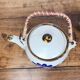 teapot and 4 cups in glazed stoneware - hand-painted blue décor