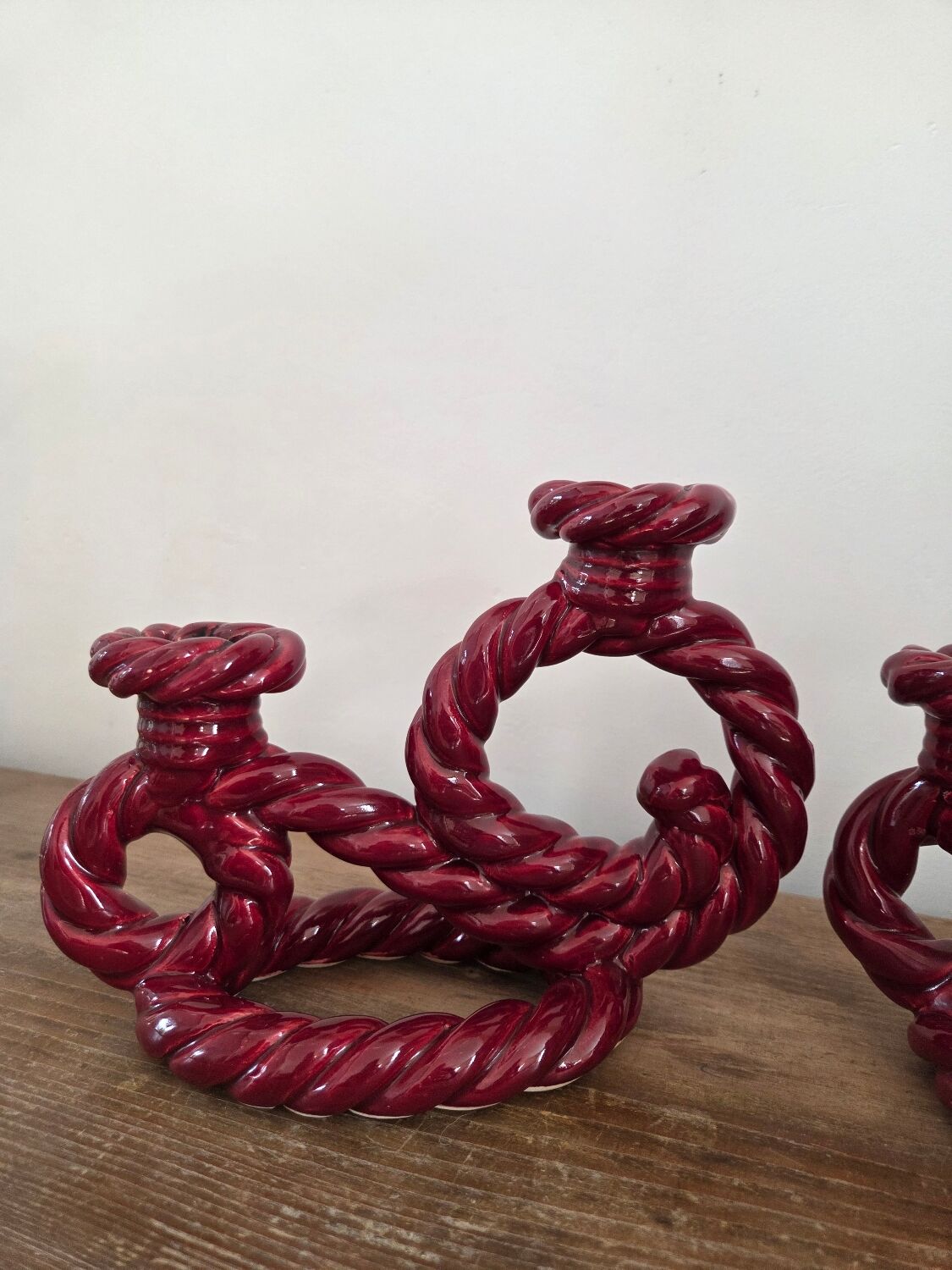 Pair of ceramic candlesticks, Vallauris