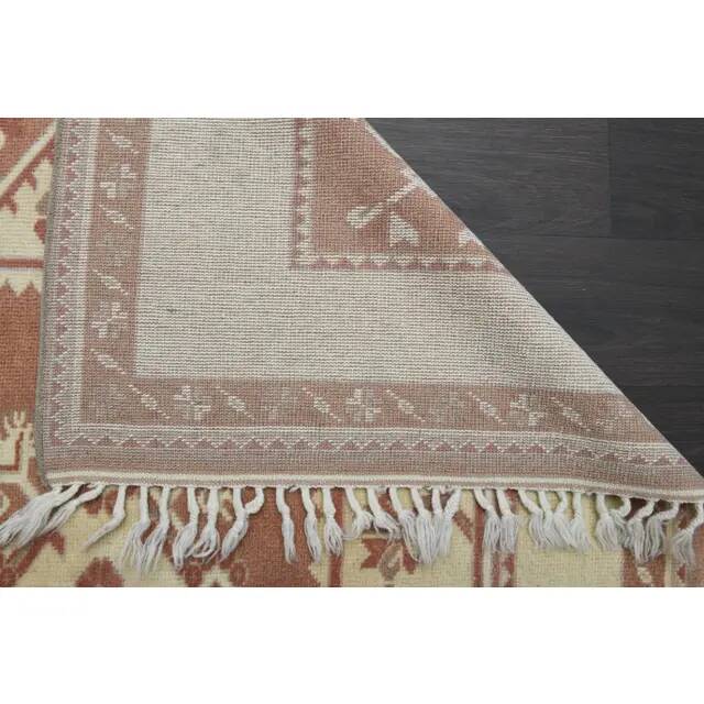1970s Vintage Turkish Oushak Handmade Wool Cotton Brown Area Rug 166x242