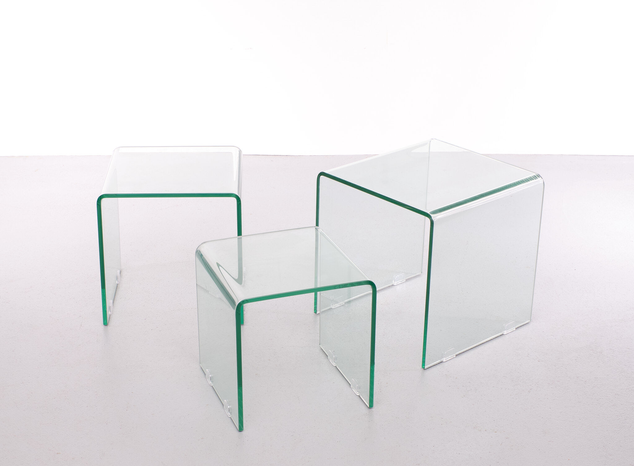 Glass nesting tables italy 1980s
