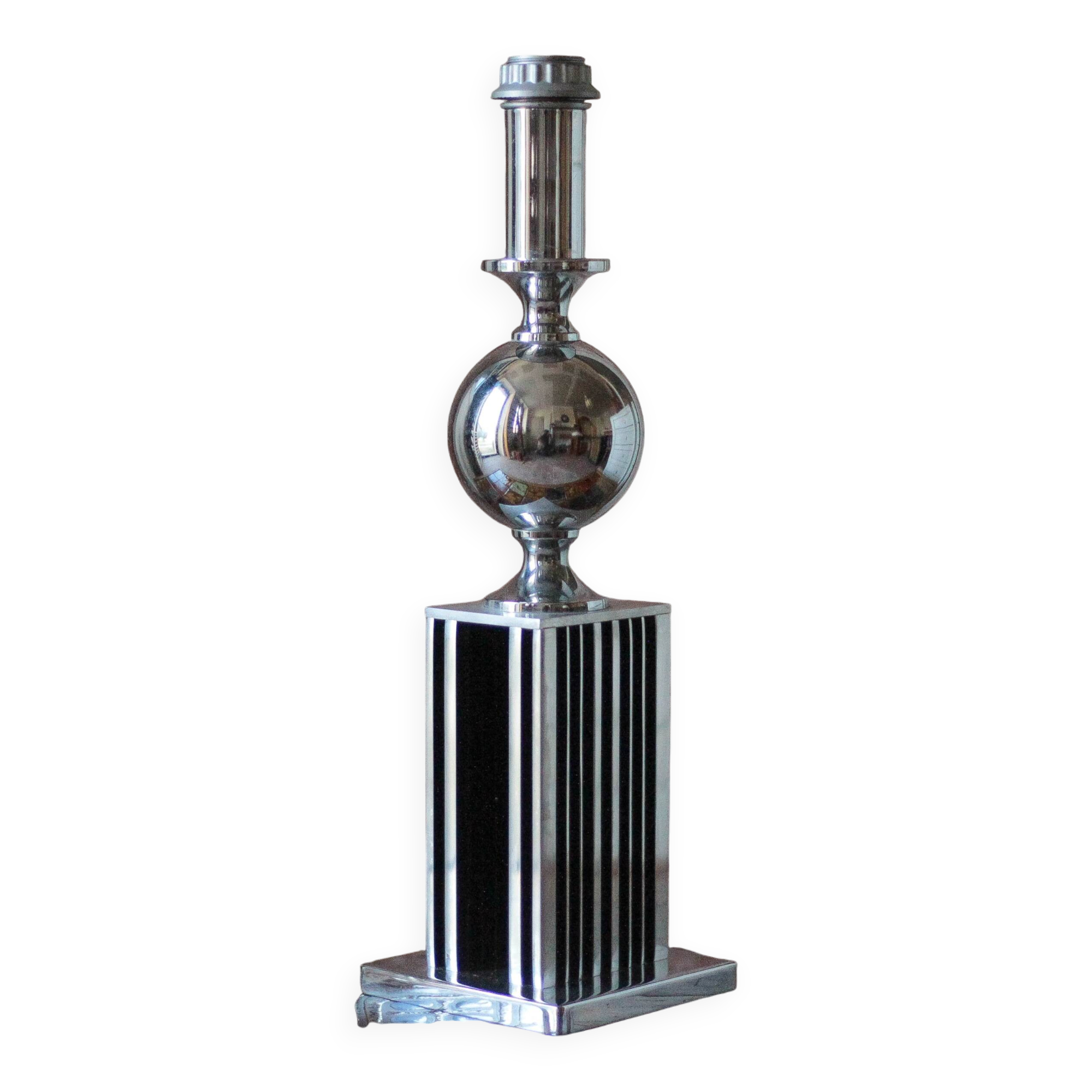 Large floor lamp from Maison Barbier, chrome Bauhaus design lamp.