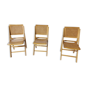 set de 3 chaises cannées
