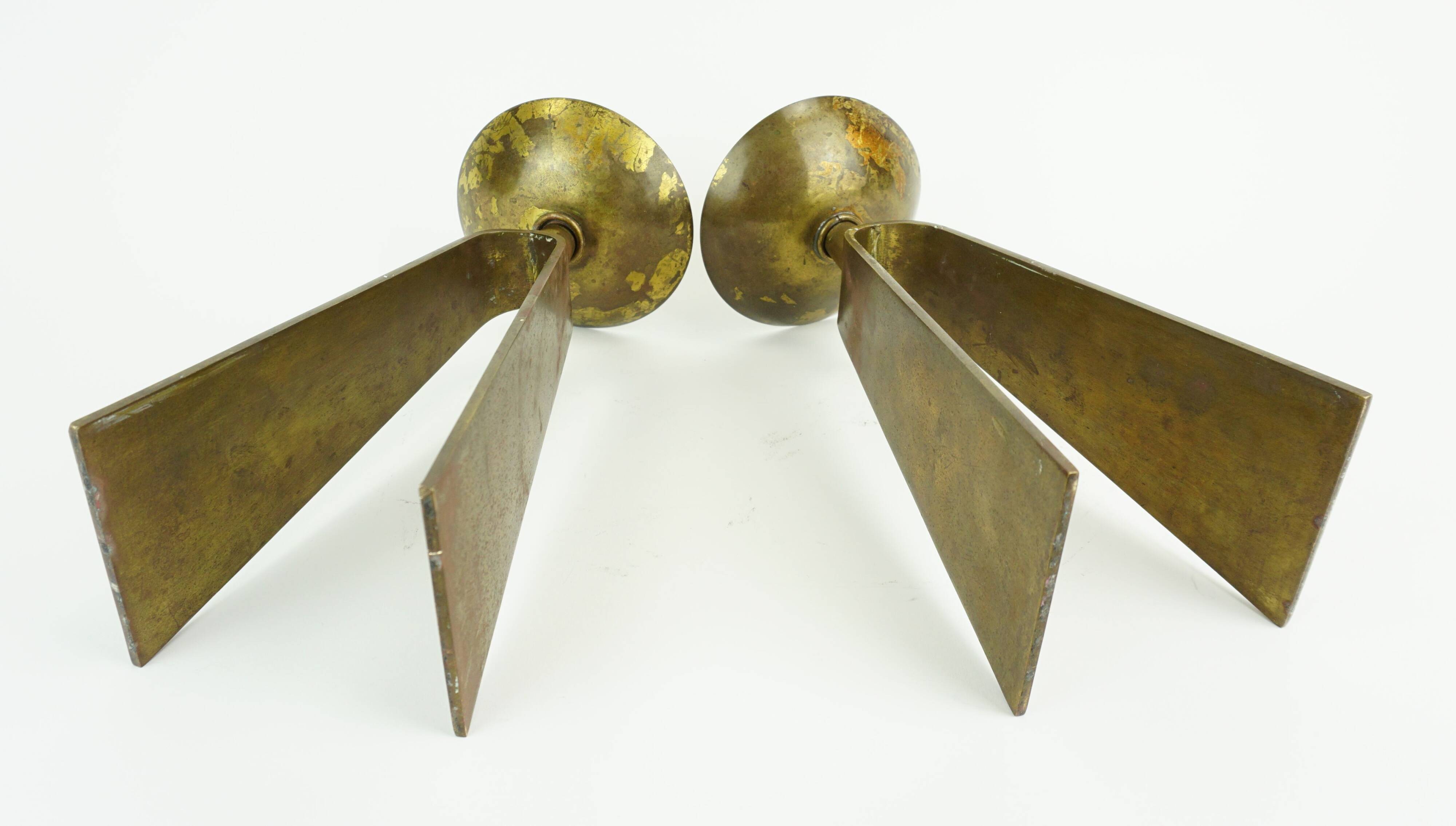 pair of mid century modern brass CANDLE HOLDERS from the 1950s / 60s