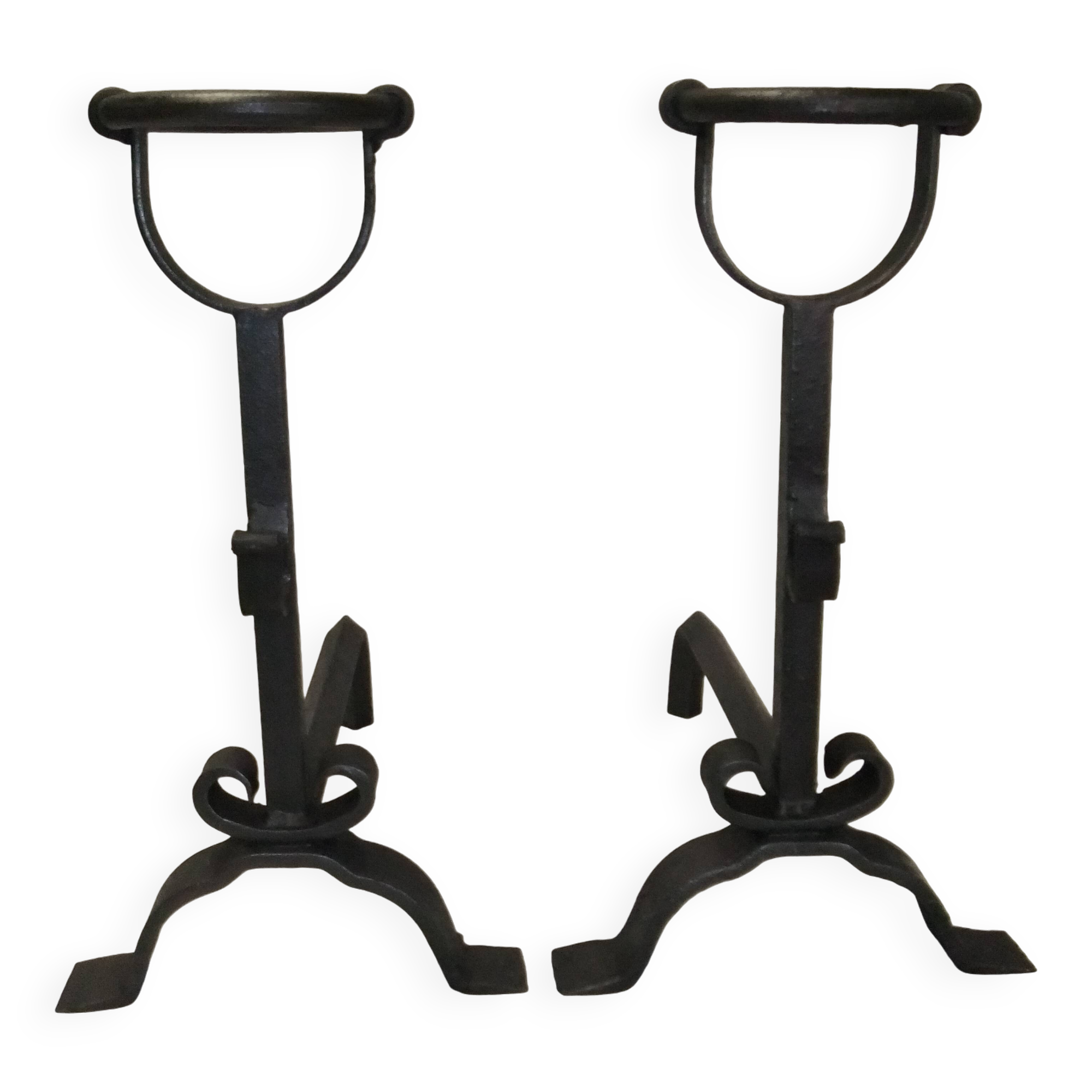 Old cast iron bowl Landier firewood fireplace accessory