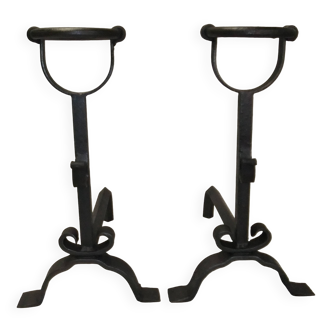 Old cast iron bowl Landier firewood fireplace accessory