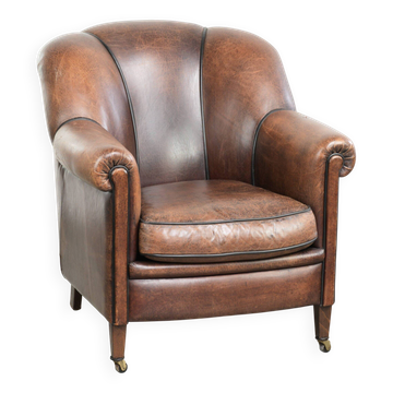 Vintage sheepskin armchair with a unique design and timeless appearance