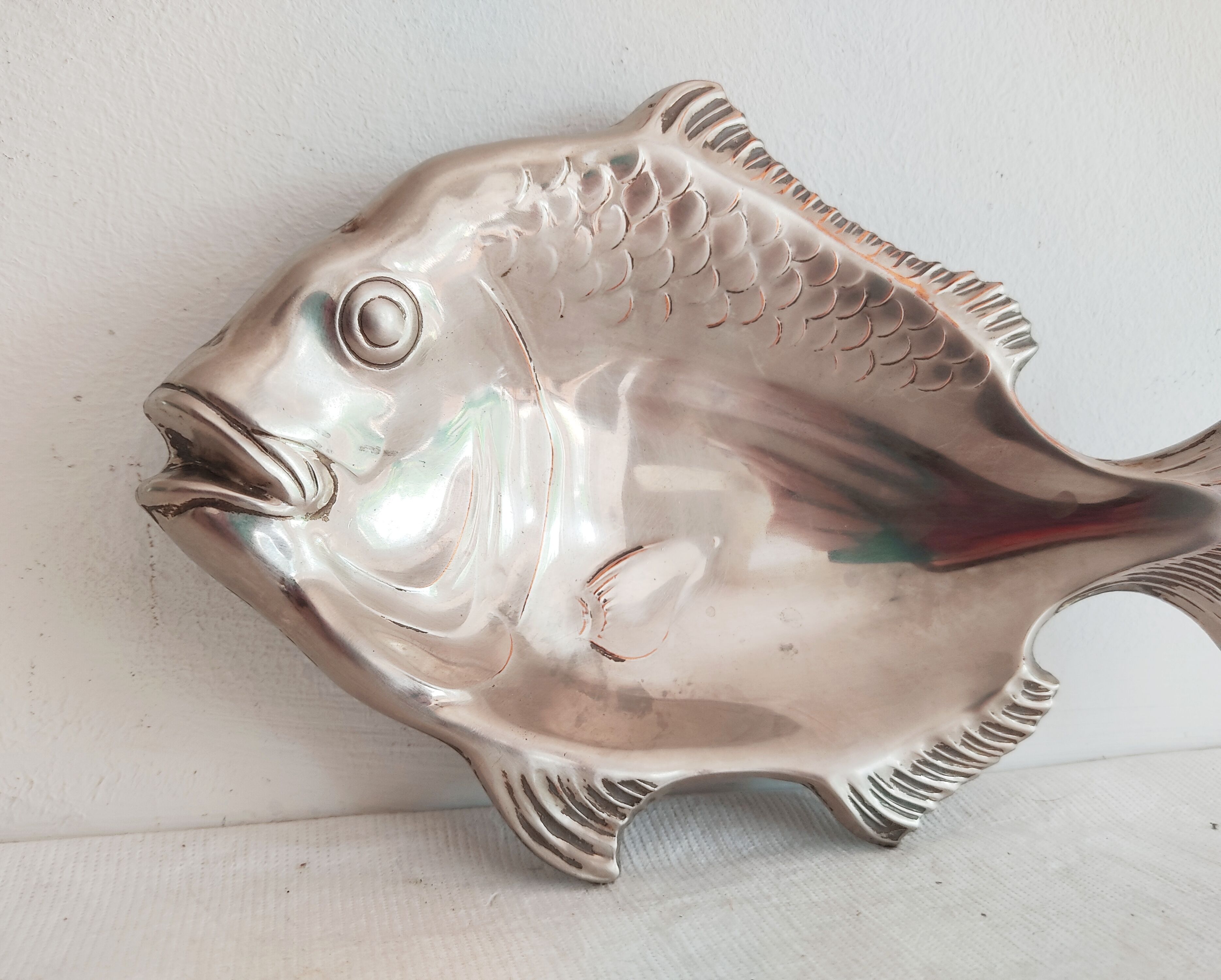 Vide poche poisson métal argenté