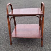 Table d'appoint en bois et bambou vintage