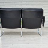 2 seater sofa, leather, chrome steel.
