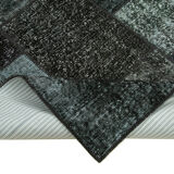 Hand-knotted turkish vintage 170 cm x 238 cm black patchwork carpet