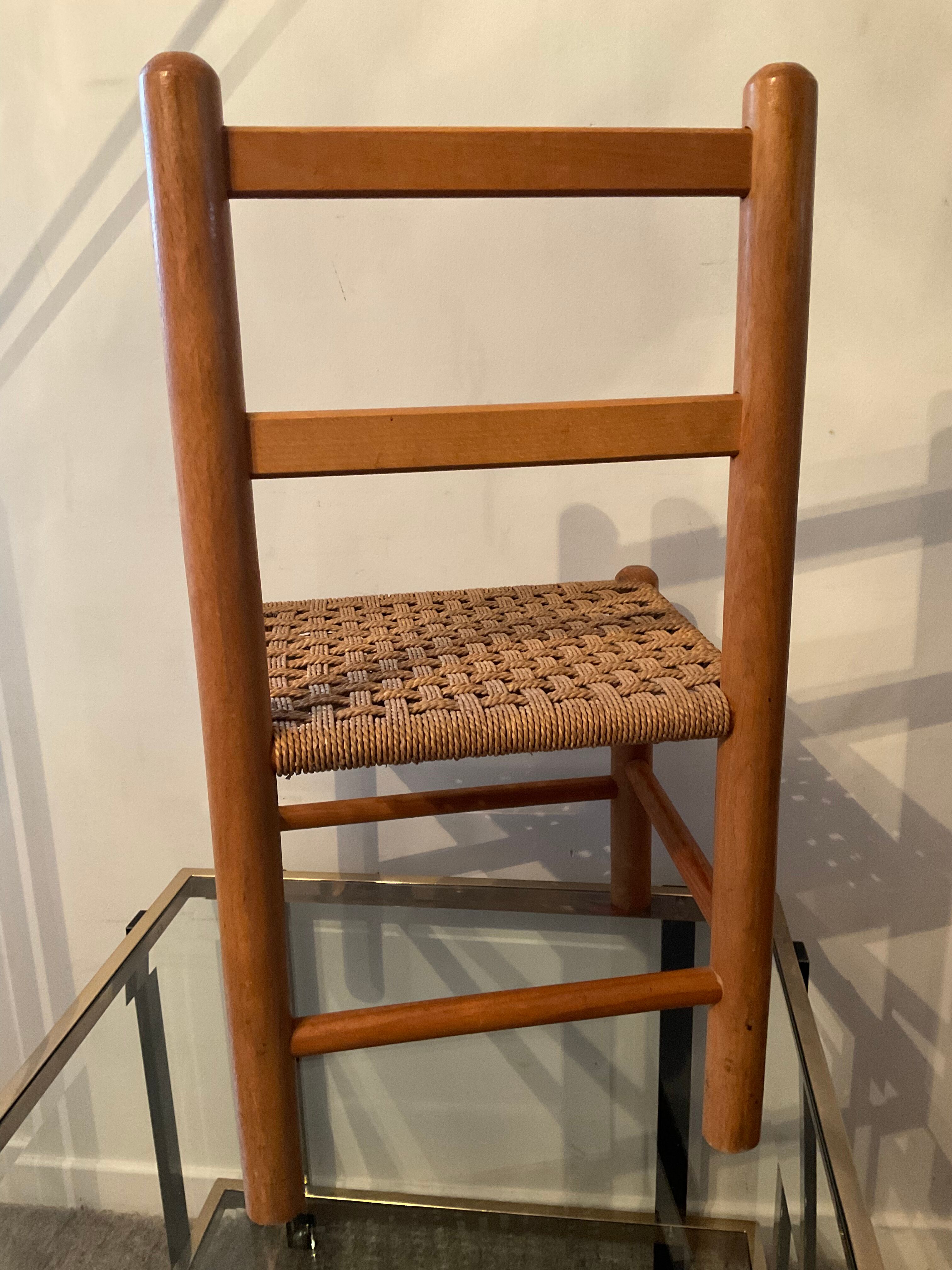 Scandinavian children's chair sitting in rope 70s