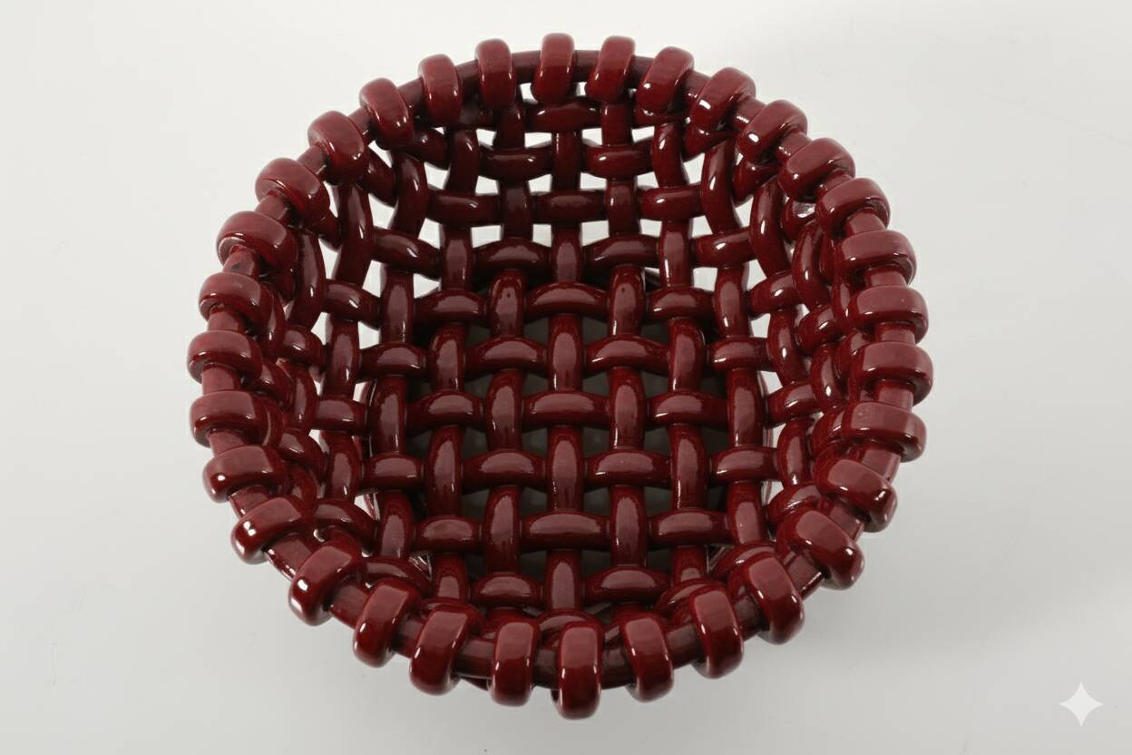 Jérôme Massier, woven ceramic fruit bowl for Vallauris, France.