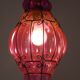 Beautiful Shaded Deep Pink  Murano Blown Glass Wrought Iron Ceiling Light