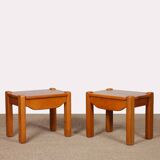 Pair of bedside tables in solid elm from the 1980s.