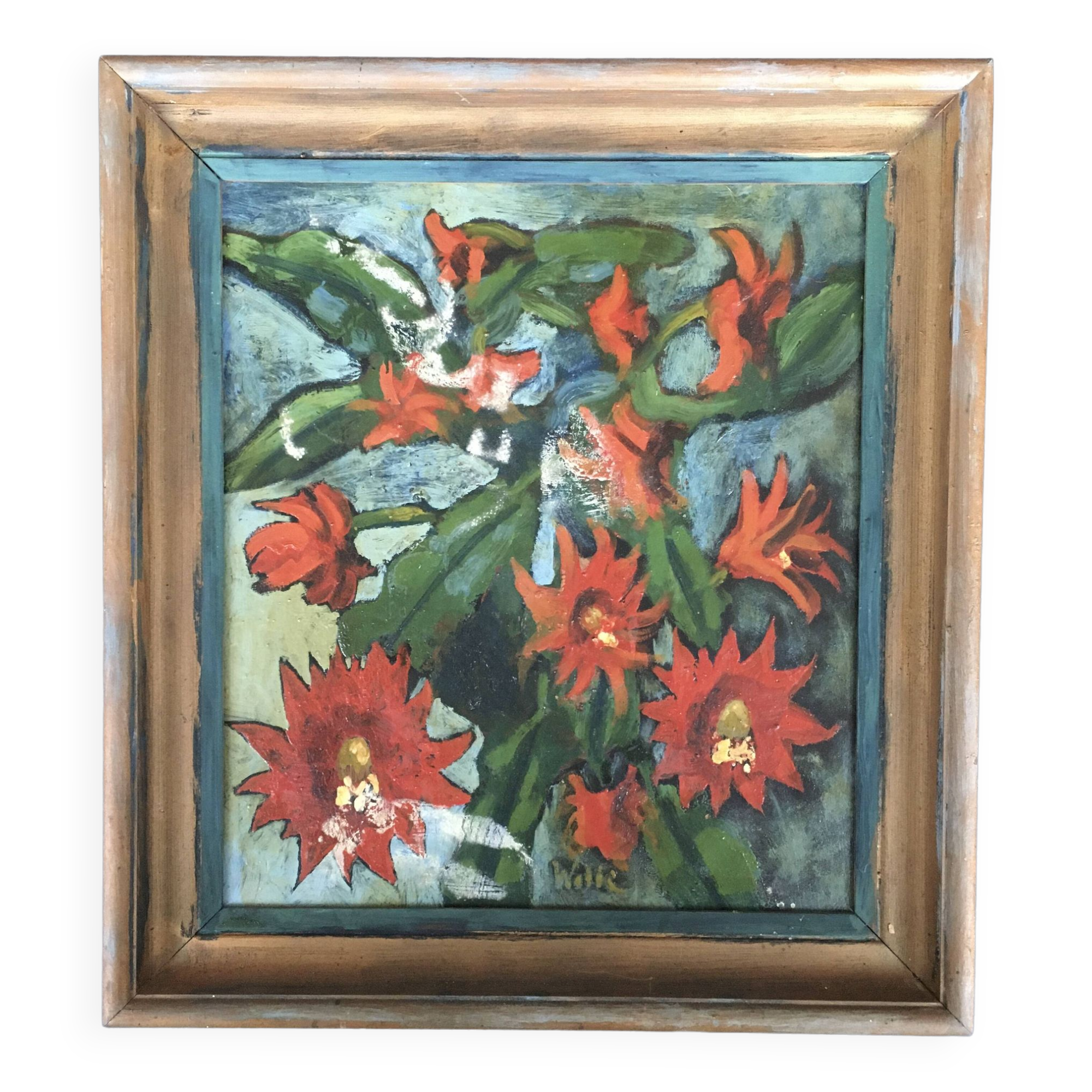 Modernist red flower painting
