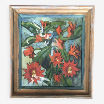 Modernist red flower painting