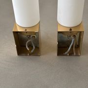 Opaque glass and brass wall light by Limburg, Germany, 1970.