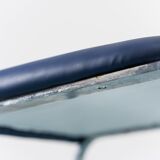 Set 4 chairs eco leather blue metal chrome 70