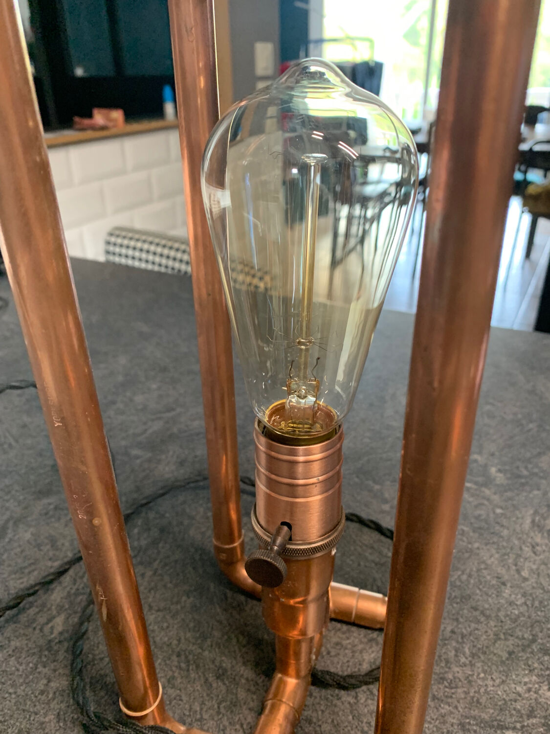 Table lamp copper pipes