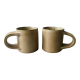 2 stoneware mugs Arts Ceram Grands fires, Puisaye sandstone