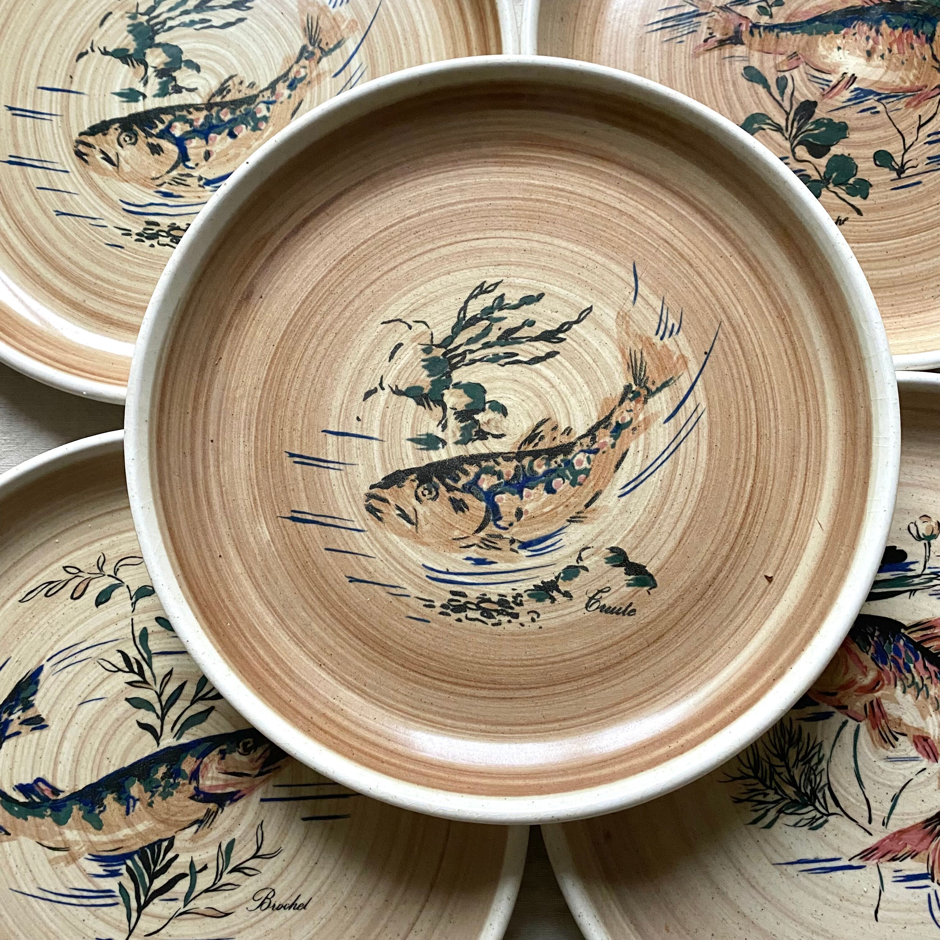 Flat plates Sarreguemines Fish Granville