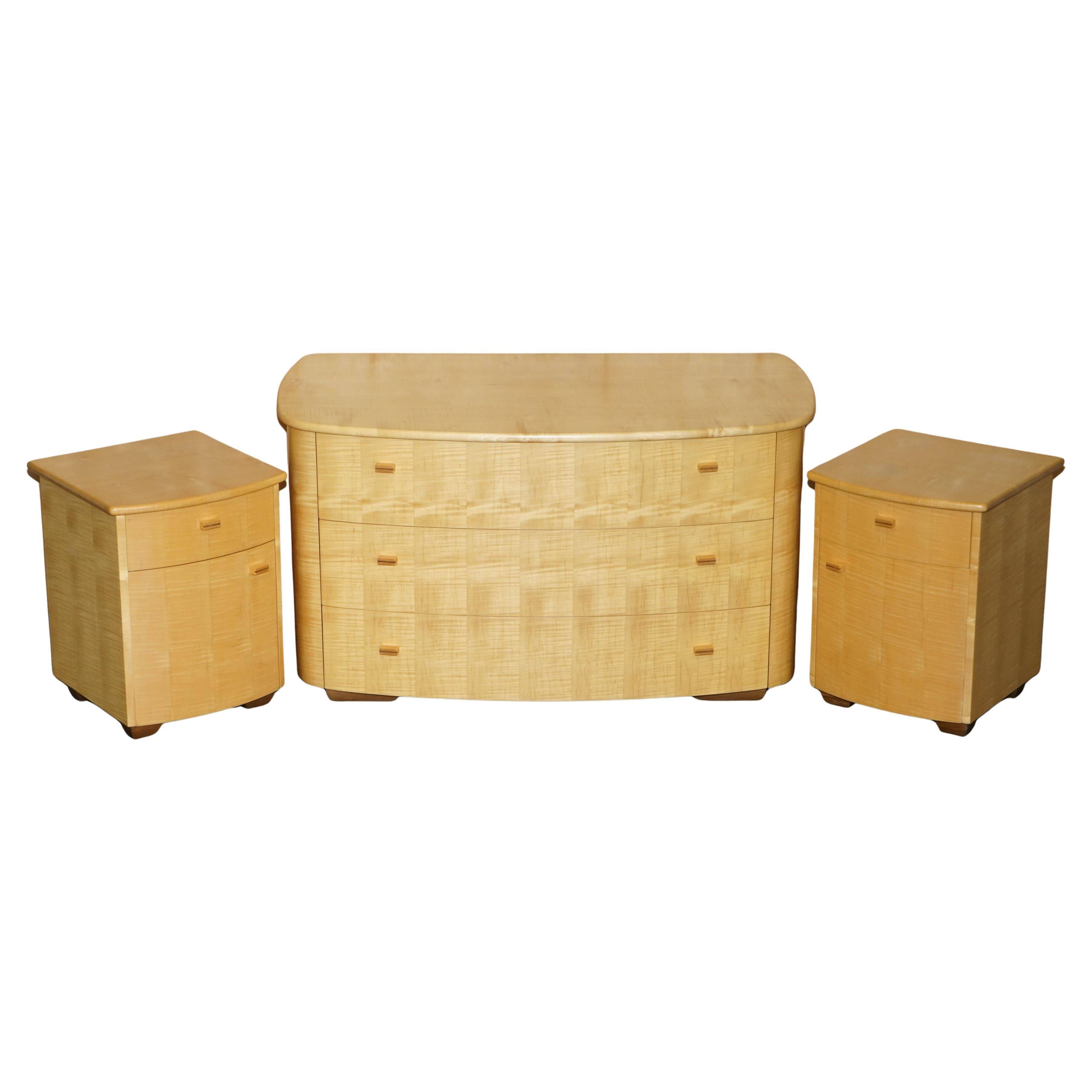 Baxter & Lee birch commode and side tables - Art Deco