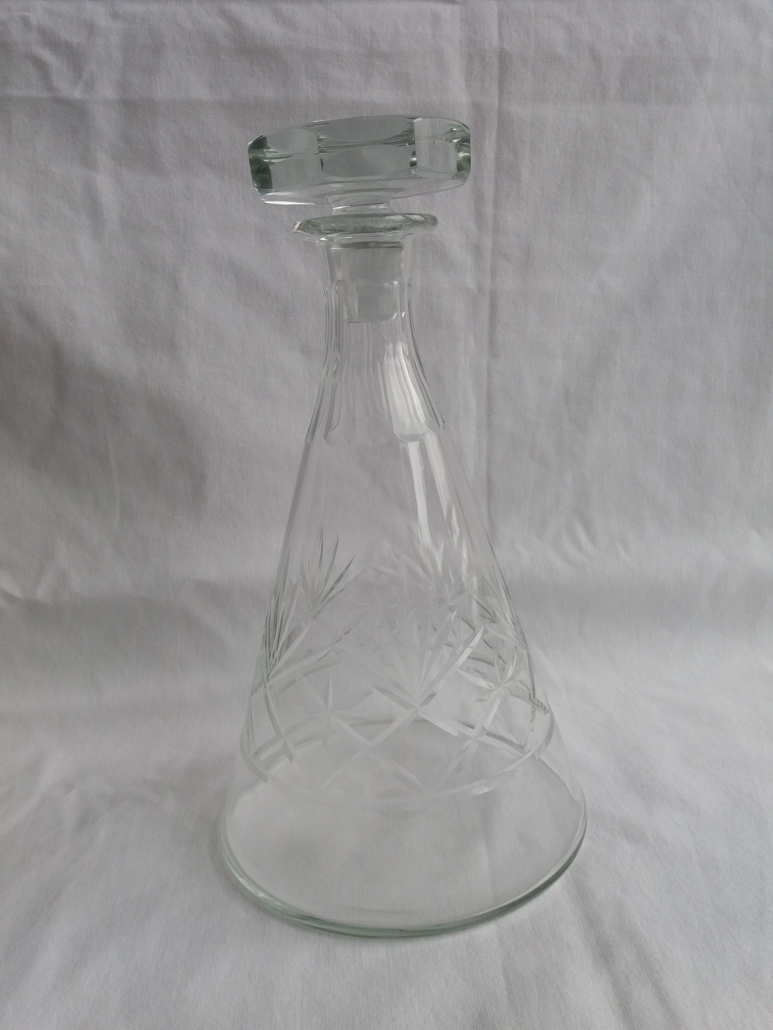Carved blown glass decanter
