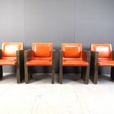 Vintage french armchairs in leather by Maison Vandamme, 1970s