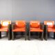 Vintage french armchairs in leather by Maison Vandamme, 1970s