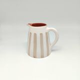 100% Handmade Two-Tone Striped Ceramic Pitcher