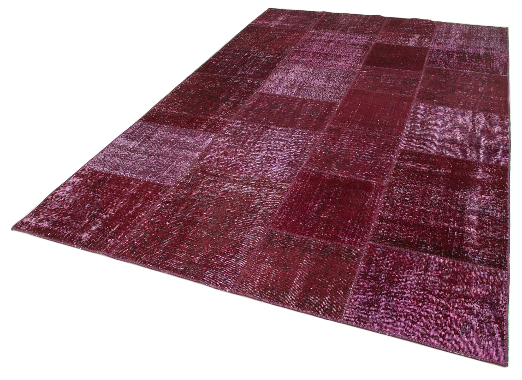 Tapis turc contemporain tissé à la main 199 cm x 300 cm tapis patchwork rouge