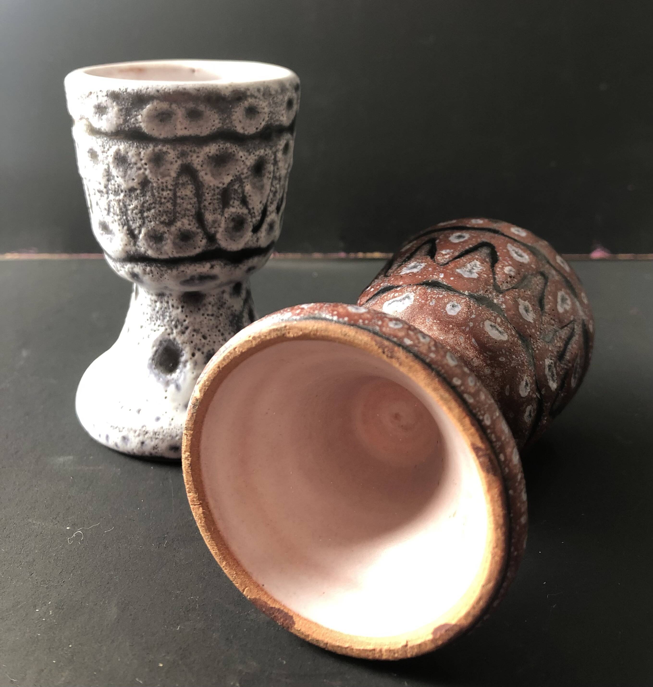 Pair of ceramic egg cups by Jean Austruy