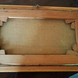 peinture à l'huile antique sur toile paysage lac de montagne début des années