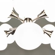 Sputnik chandelier with 12 frosted glass lights, Italy circa 1970.