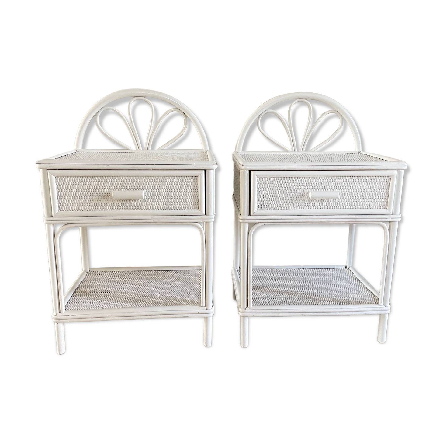 Pair of Vintage Rattan Bedside Tables