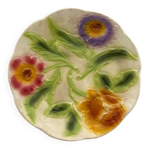 Antique slipware plate with 3 flowers