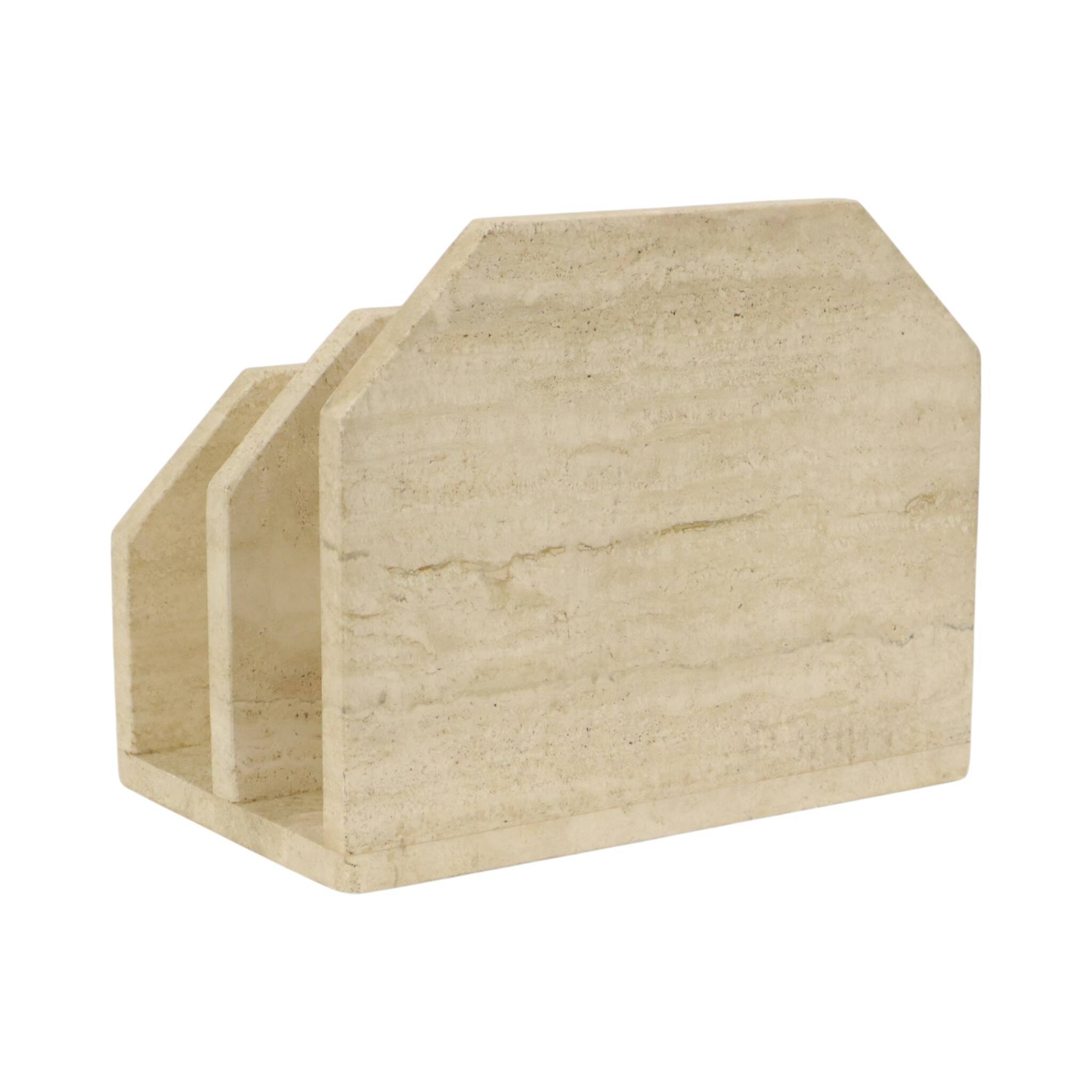 Vintage Travertine Natural Stone Magazine Rack – 1970s