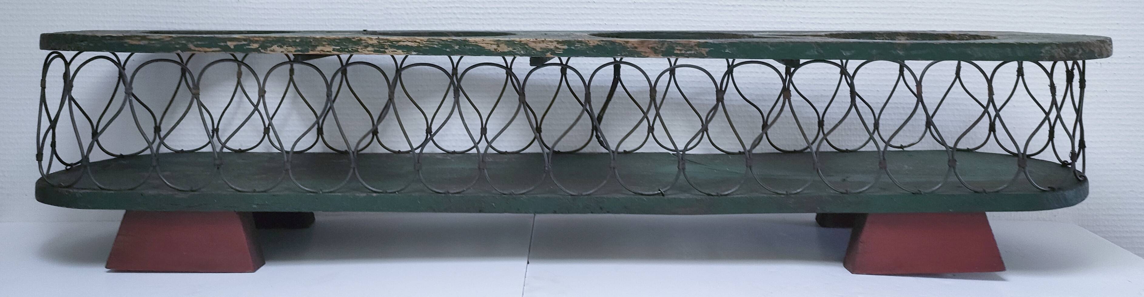 Vintage patinated wood and metal planter