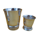 Duo of small silver metal timpani
