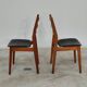 Pair of Scandinavian style leather and wood chairs 1970