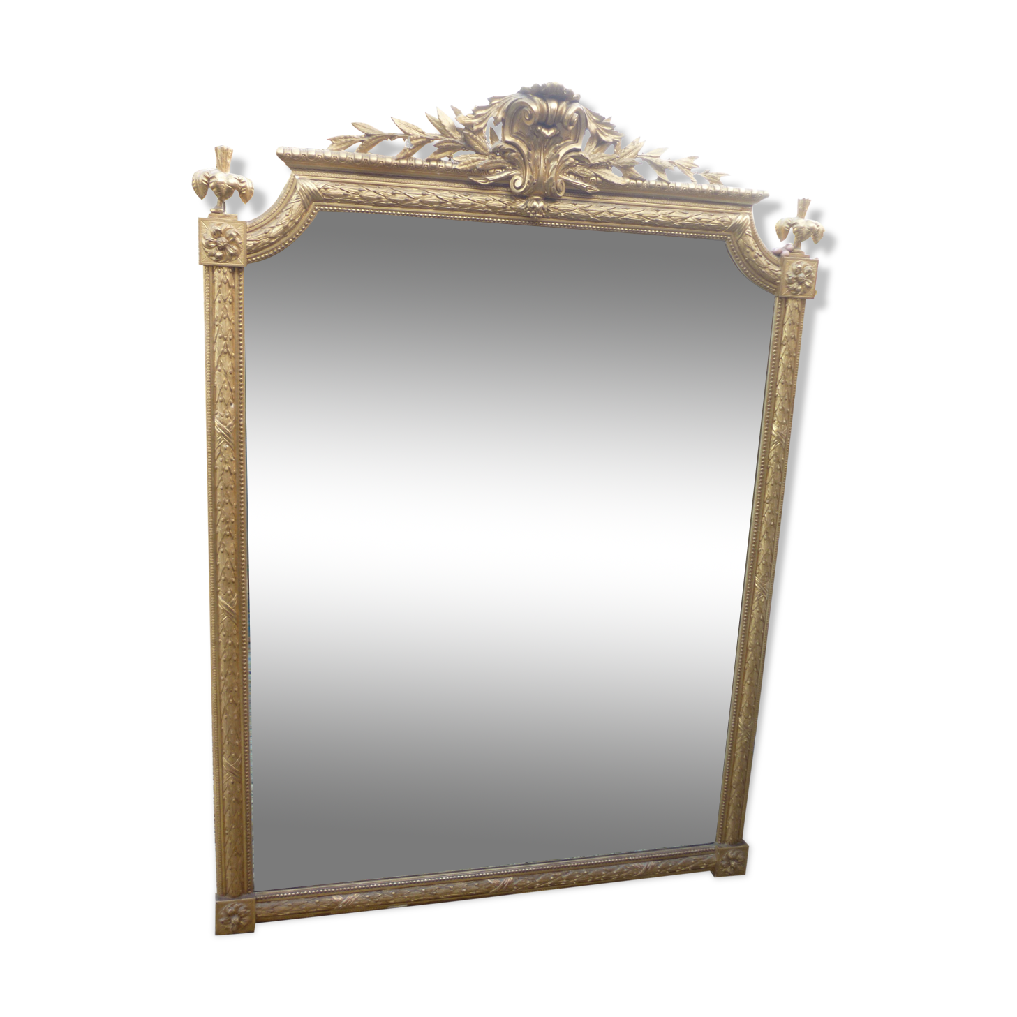 large 19th century mirror in gilded wood with gold leaf 140x195cm