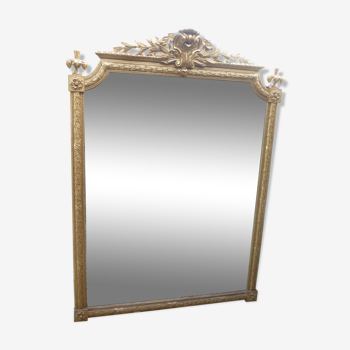 large 19th century mirror in gilded wood with gold leaf 140x195cm