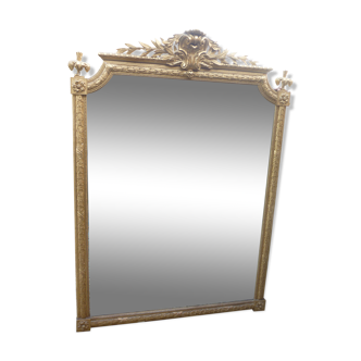 large 19th century mirror in gilded wood with gold leaf 140x195cm