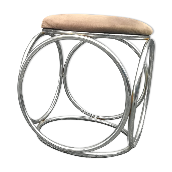 Chrome-shaped steel tabouret by Jean Pierre Laporte | Selency